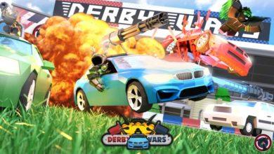Derby Wars blue car riding and explosion in the background