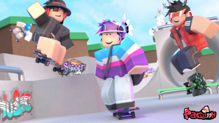 Roblox Skate Park characters on skate boards