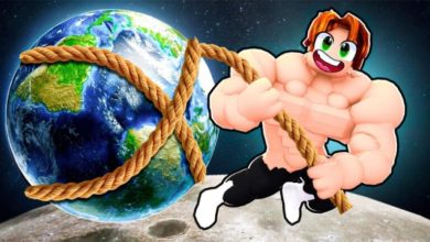 Strong Simulator character pulling the earth with rope